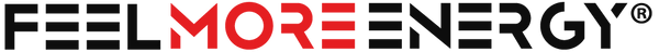 Logo with 'Feel More Energy' text in red and black on a white background