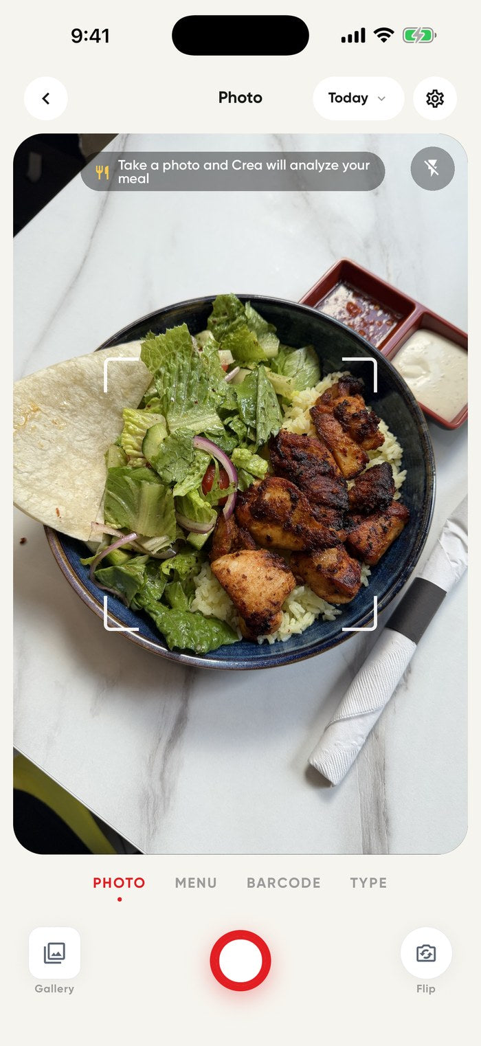 The FME App reading a photographed meal